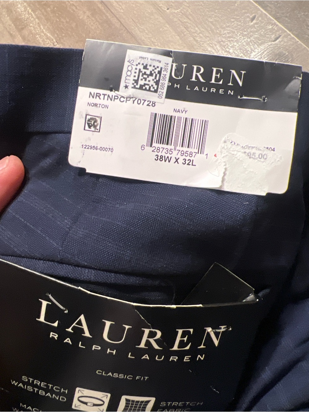 Ralph Lauren Navy Pinstripe Dress Pants Norton 38x32 NWT